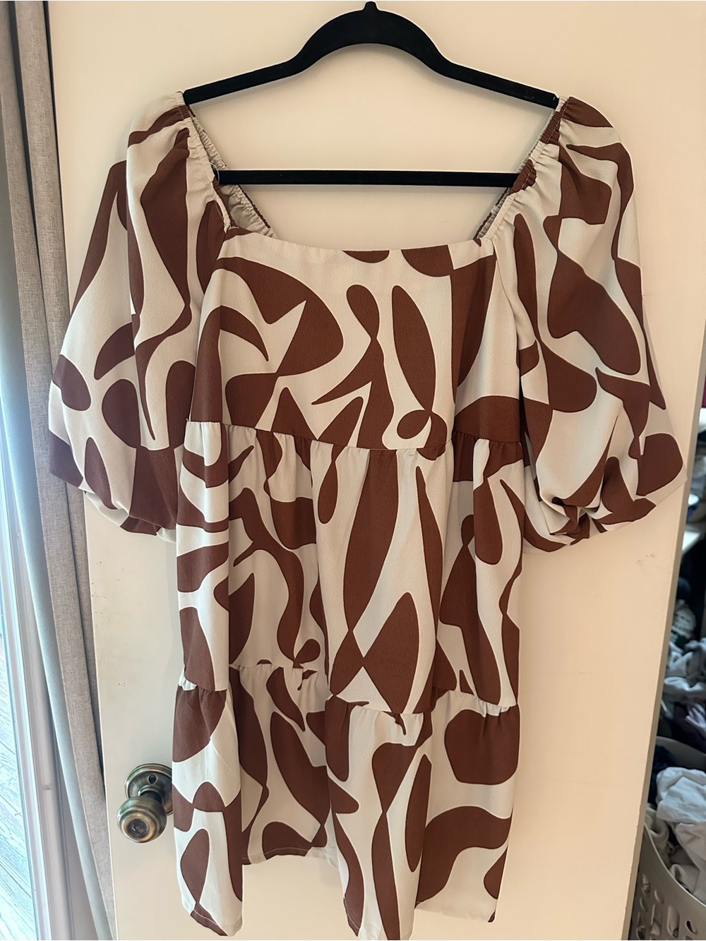 Sanctuary Brown and Cream Abstract Mini Dress